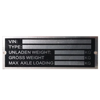 Алюминиевая заготовка или гравированная табличка с VIN-кодом и весом прицепа на шасси 120 мм x 45 мм, идентификационный номер, запчасти для мотофургонов