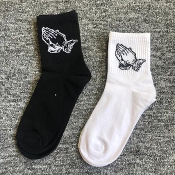 белые носки Модные хлопковые носки для катания на коньках с рисунком жеста для мужчин и женщин в стиле хип-хоп, забавная новинка, черные, белые носки, подарки для мужчин