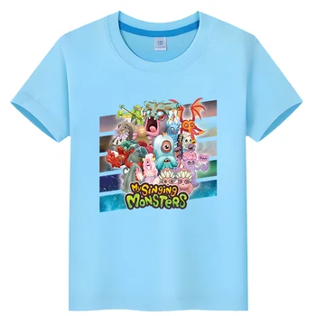 Детские милые футболки My Singing Monsters для мальчиков 10 лет, топы из 100% хлопка с короткими рукавами, одежда для мальчиков и девочек, футболка с аниме y2k