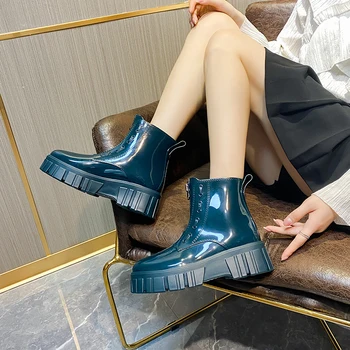 Модная Женская Верхняя одежда, Непромокаемые ботинки, Милая Непромокаемая обувь, Корейская короткая обувь без застежки, женские непромокаемые ботинки, Резиновая обувь на толстой подошве