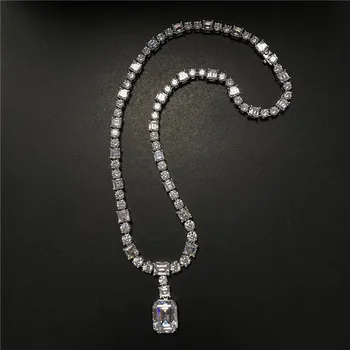 Роскошное ожерелье с бриллиантом изумрудной огранки 12 карат, 100% Настоящее серебро 925 пробы, Вечерние Свадебные подвески, Ожерелье для женщин, Изысканные ювелирные изделия