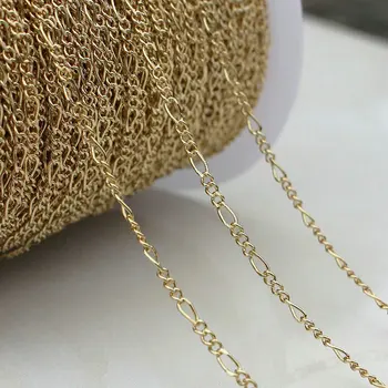 1 метровая цепочка для ювелирных изделий оптом, 14 кг латунных цепочек с золотым покрытием для изготовления ювелирных изделий, браслеты ручной работы, ожерелья