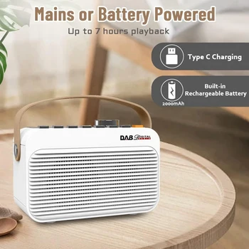 1 шт. Портативное перезаряжаемое DAB-радио с Bluetooth/U-диском, двойной будильник, светодиодный дисплей, цифровое радио DAB + FM для дома, путешествий