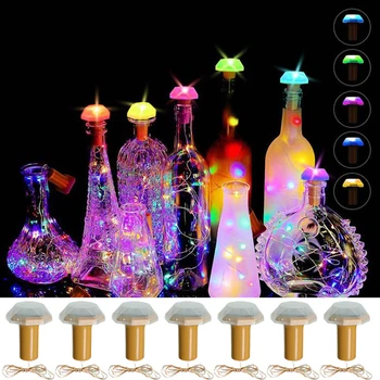 10 светодиодных солнечных RGB бутылок для вина с пробковыми лампочками, бутылки для ликера, поделки из медной проволоки, гирлянда для украшения свадебной вечеринки