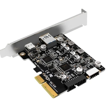 2023 Новая карта USB 3.2 PCIE Riser Card с портами Type C 10 Гбит/с PCI-E 3.0 4X для подключения к USB 3.2 Gen 2Type E 19P/20P Дополнительная карта