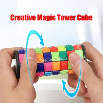 3D Вращающийся скользящий цилиндр Волшебный куб Для взрослых и детей, игрушки-головоломки для снятия стресса, Красочная Вращающаяся скользящая башня, детская сенсорная игрушка