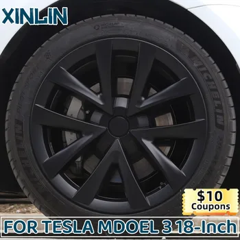 4 шт. Колпачок для колеса Tesla Model 3, 18-Дюймовая крышка для колеса, Сменная крышка ступицы колеса, полная крышка обода для колес, аксессуары