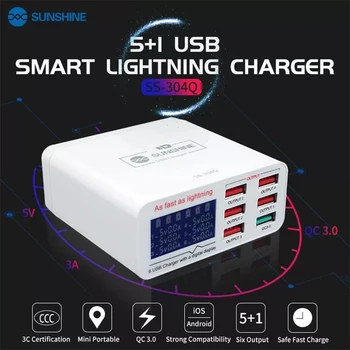 6 USB smart charge поддерживает быструю зарядку QC 3.0, применимую к IPAD/iPhone Huawei, Samsung, OPPO, vivo, Mi и др.