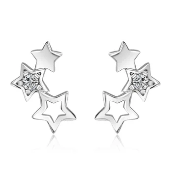 ANENJERY Циркон Полые серьги-гвоздики в виде звезды для женщин, простые модные ювелирные изделия для девочек, оптовая продажа