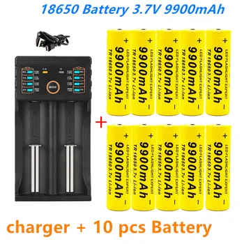 Batterie Lithium-ion Rechargeable, 18650 V, 3.7 MAh, Avec Chargeur, Pour Lampe De Poche Led, Avec 1 Chargeur, 9900