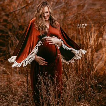 Don & Judy Бархатное платье для фотосъемки в стиле Бохо для беременных, Зимнее Длинное платье Макси для беременных, Одежда для фотосессии, Реквизит, Аксессуары