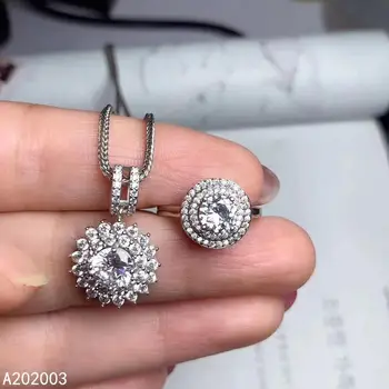 KJJEAXCMY Изысканные ювелирные изделия из стерлингового серебра 925 пробы, инкрустированное бриллиантом Mosang, кольцо с подвеской, женский набор, классическая поддержка обнаружения
