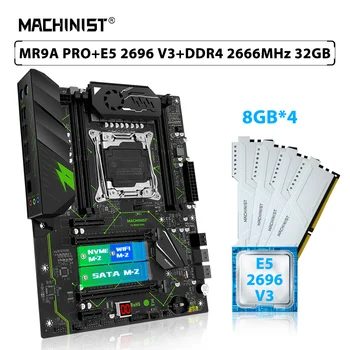 MACHINIST X99 MR9A PRO Комплект материнской платы LGA 2011-3 Xeon Kit E5 2696 V3 Процессор CPU 4 шт. * 8 ГБ = 32 ГБ 2666 МГц DDR4 Память RAM NVME