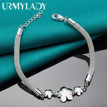 URMYLADY, браслет с цветком сливы из стерлингового серебра 925 пробы, женские модные украшения для свадебной вечеринки, подарок