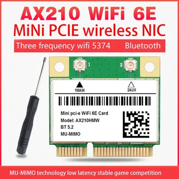 Wifi 6E AX210 Mini PCI-E Беспроводная Сетевая карта WIFI6 Двухдиапазонная Сетевая карта 2,4 G/5G Bluetooth 5,2 Адаптер сетевой карты Пластик