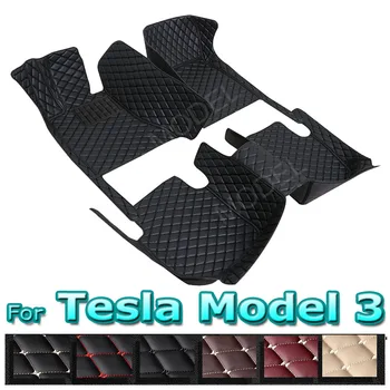 Автомобильные Коврики Для Tesla Модель 3 2019 2020 2021 Пользовательские Автоматические Накладки для Ног Автомобильные Ковровые покрытия Аксессуары для интерьера