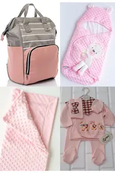 Большой комплект для родов из 4 предметов (рюкзак для ухода за ребенком, пеленание из 100% хлопка, одеяло из нута, выход из больницы) Хлопок