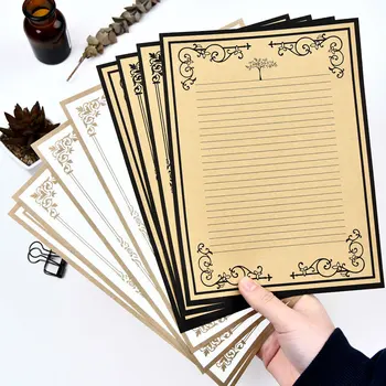 Винтажное письмо из крафт-бумаги в европейском стиле с изысканной каймой используется для изготовления пригласительных конвертов lomo
