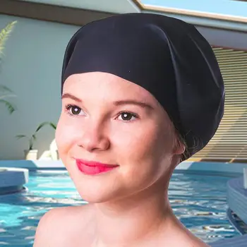 Водонепроницаемая ткань Защищает уши, Длинные волосы, Спортивная шапочка для бассейна, Высокоэластичная Силиконовая шапочка для плавания