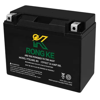 Герметичный свинцово-кислотный аккумулятор RONGKE 12V 24AH YTX24L-BS для мотоциклов SLA AGM, не требующий технического обслуживания