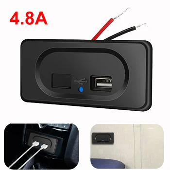 Гнездо автомобильного зарядного устройства с двумя USB 4.8A 3.1A 12 В/24 В, Панель розетки для USB-зарядного устройства, Панель адаптера питания для грузовика, аксессуары для автофургона