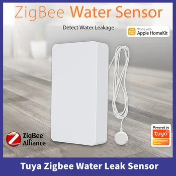 Датчик утечки воды Tuya Zigbee, беспроводной детектор наводнений для сигнализации и автоматизации умного дома, работает с Apple Homekit