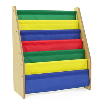 Детский Книжный шкаф Большого размера с 6 Полками, Разноцветный