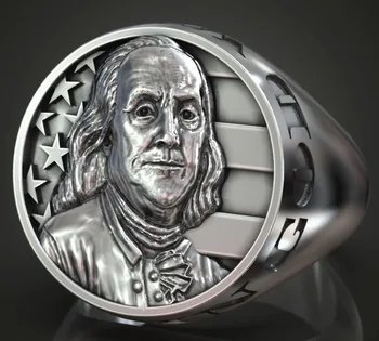 Кольцо из Цельного серебра 925 пробы для поклонения Флагу США Бенджамина Франклина