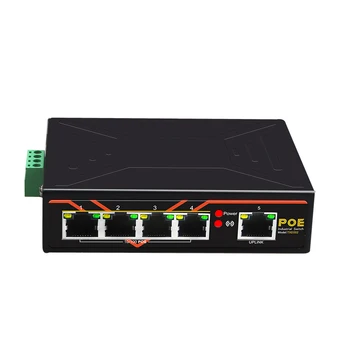 Коммутатор POE с 5 портами 10/100 Мбит/с, сетевой коммутатор промышленного класса Fast Ethernet на DIN-рейке