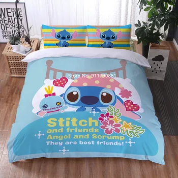 Комплект постельного белья Disney Stilch Angie с мультяшным принтом, удобный пододеяльник и наволочка, декоративный текстиль для детской спальни, домашний Текстиль