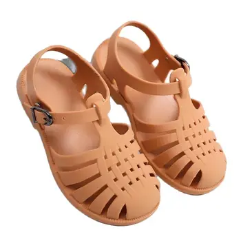 Летние детские сандалии, повседневные тапочки для мальчиков, мягкие и нескользящие туфли принцессы, детская пляжная обувь из конфетного желе