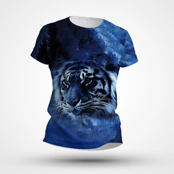 Лето 2023, Новая футболка, Мужская футболка с круглым вырезом и коротким рукавом 3DT, Модная футболка в стиле ретро с принтом льва, Повседневная футболка с коротким рукавом