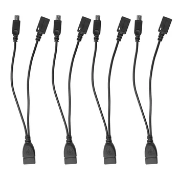 Мини-адаптер OTG-кабеля из 4 комплектов, адаптер Micro-USB-USB с питанием 2 в 1 (OTG-кабель + кабель питания) для потокового воспроизведения на флешках и т. Д