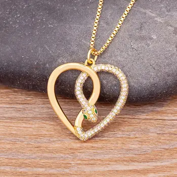 Модное ожерелье с двойным Сердцем в форме змеи Nidin для девочек, женщин, Корейский Модный Длинный Свитер, Цепочка, Колье, Ювелирный подарок