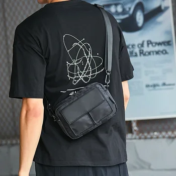 Модные Сумки 2023 на мини-плечо, мужская сумка-мессенджер через плечо, Мужские корейские сумки, сумка через плечо, слинг, черный маленький мобильный мужской