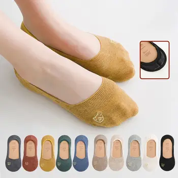 Модные хлопчатобумажные тонкие носки разных цветов до щиколоток Носки-лодочки Носки с мелким горлышком Невидимые носки с вышивкой