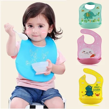 Модный детский нагрудник с милым животным рисунком пластиковый водонепроницаемый силиконовый нагрудник фартук для кормления ребенка 2-3 лет мальчик девочка