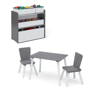 Набор для детской комнаты Delta Children из 4 предметов - включает игровой столик со столешницей для сухого стирания и органайзер для игрушек на 6 ящиков с