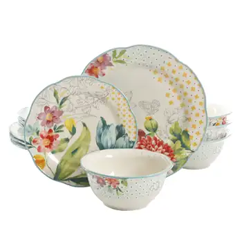 Набор посуды The Pioneer Woman Blooming Bouquet из 12 предметов, полный набор посуды