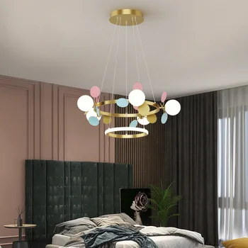 Новая Золотая люстра для спальни, индивидуальное кольцо, Волшебная фасоль, светодиодный светильник, Простые современные теплые и романтические лампы для столовой в скандинавском стиле