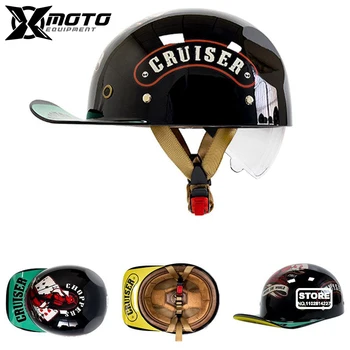 Новый ретро мотоциклетный шлем для мужчин и женщин, бейсбольная кепка, полушлем для верховой езды, гоночный мото шлем, сертификация 3C, защитный колпачок
