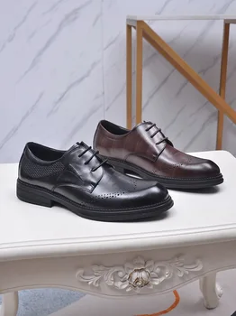 Новый стиль, итальянский стиль, мужская модная классическая деловая обувь из натуральной кожи на шнуровке, повседневные модельные туфли