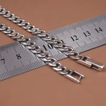 Ожерелье из настоящего серебра 925 пробы, классическая цепочка с бордюром 6 мм, 17,7 дюйма