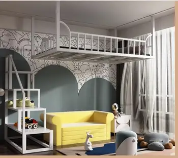 Подвесная кровать из кованого железа для детей Маленькая квартира лофт многофункциональная подвесная кровать для экономии пространства