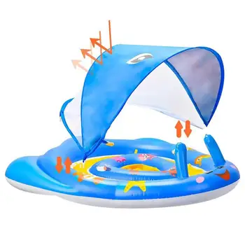 Поплавок для бассейна для малышей, защита от солнца, Надувной поплавок для плавания Со съемным навесом, тренировочное кольцо для плавания Для детских бассейнов в помещении и на открытом воздухе