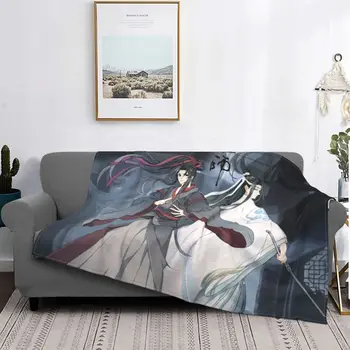 Популярное одеяло с рисунком Патриарха Волшебного Дао из аниме, Фланелевый принт, Аниме Манга, Многофункциональное тонкое одеяло, кровать, Уличный ковер, простыня