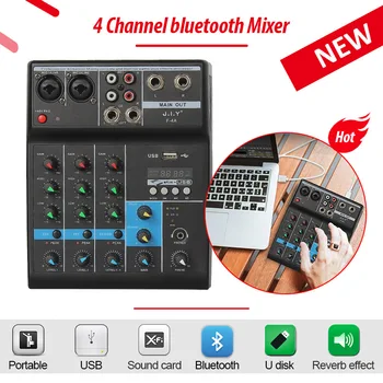 Профессиональный 4-канальный bluetooth Микшер Аудио Микшерная DJ консоль с эффектом реверберации для домашнего караоке USB Live Stage Karaoke KTV