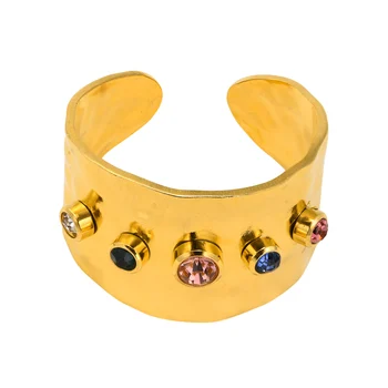 Регулируемое кольцо с фианитами из нержавеющей Стали, толстое широкое открытое кольцо для женщин, аксессуары для пальцев, эффектные ювелирные изделия