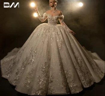 Романтическое свадебное платье длиной до пола, Классическое Свадебное платье с вырезом лодочкой, Роскошное бальное платье, Платья для невесты Vestido De Novia