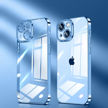 Роскошный Прозрачный чехол для телефона с квадратной рамкой для iPhone 13 12 11 Pro Max Mini X XS XR 7 8 Plus SE, прозрачный силиконовый чехол из ТПУ